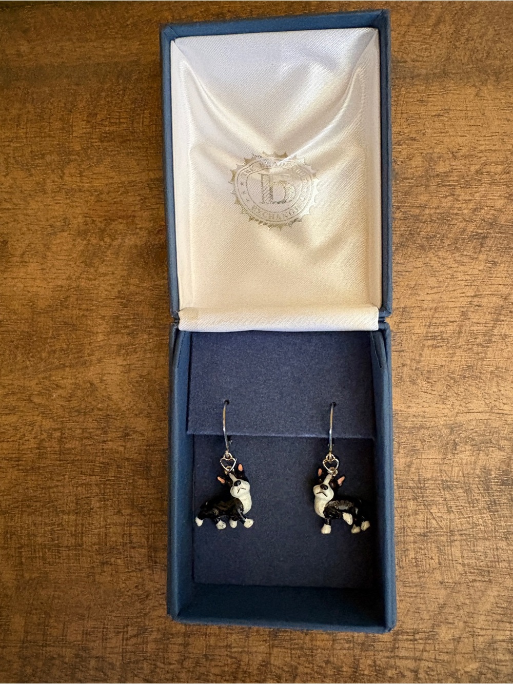 The Bradford Exchange Boston Terrier Hand-Painted Black & White Dangle Earrings